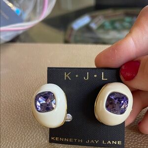 Kenneth Jay Lane Ivory and Amethyst Earrings